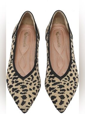 Amazon Women's Leopard-Print Pointed Toe Flats - Beige & Black